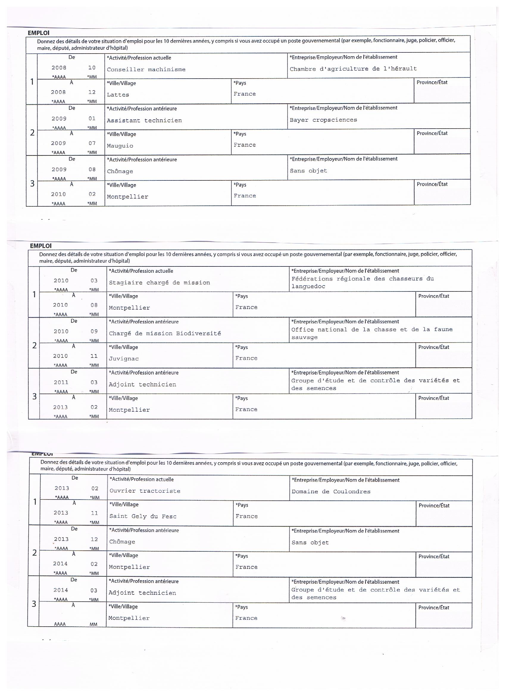 form visa france Détails Formulaires sur IMM5707 et IMM1295 Canada les