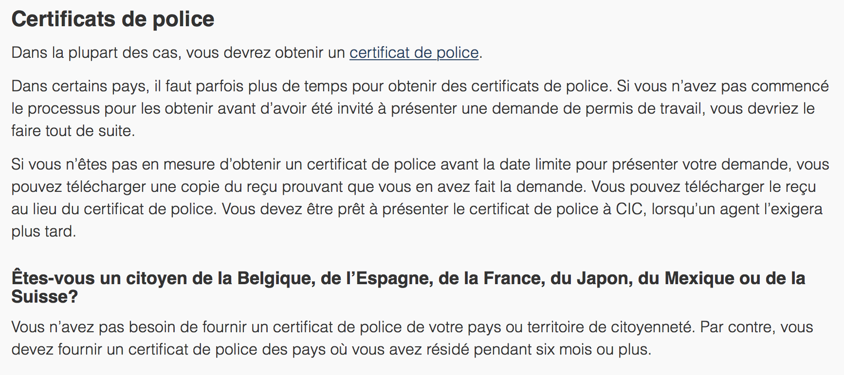 Certificat de Police d'un pays étranger nécessaire pour le PVT ? JP