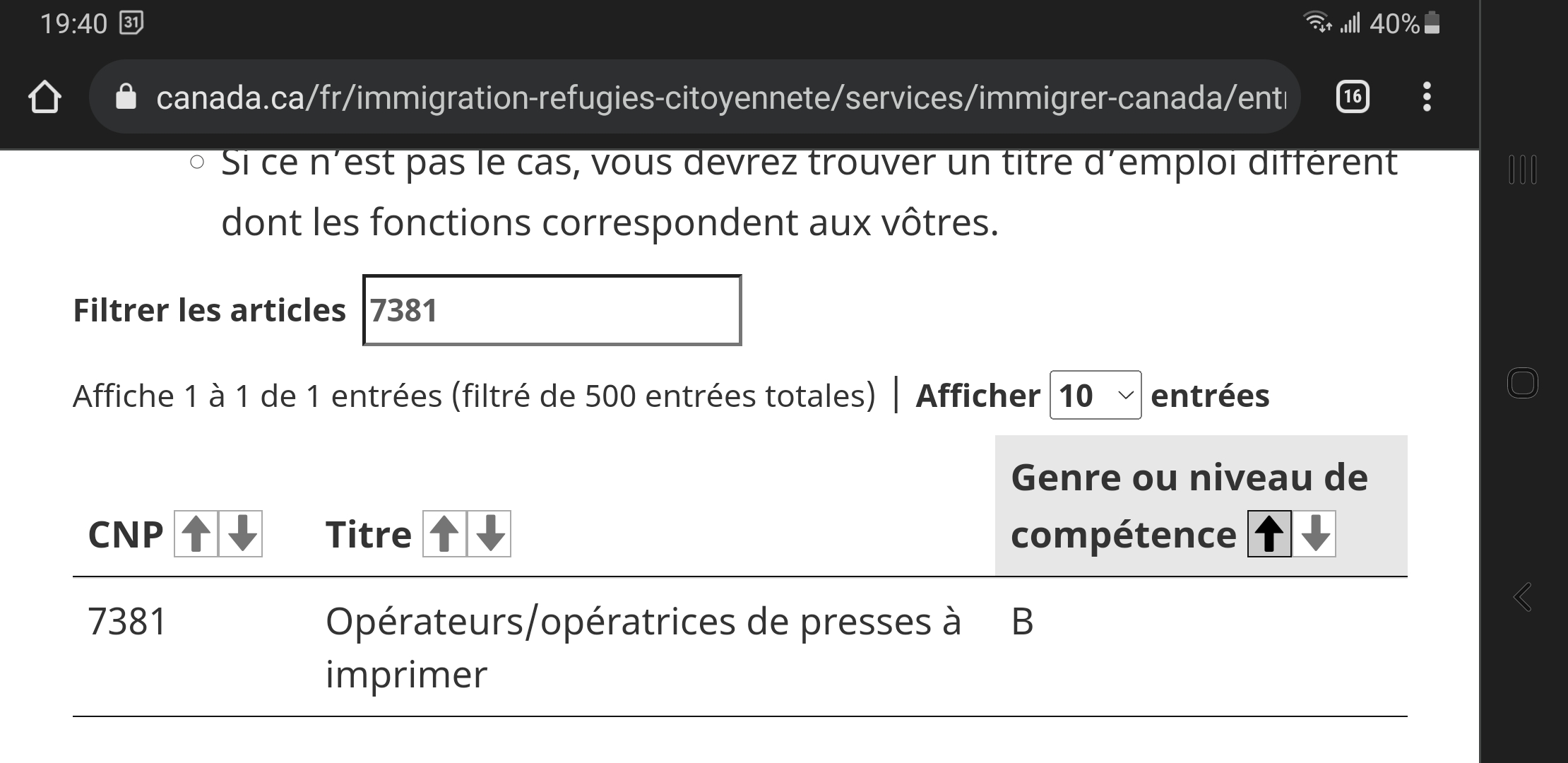 Désignation de l’emploi et Occupation