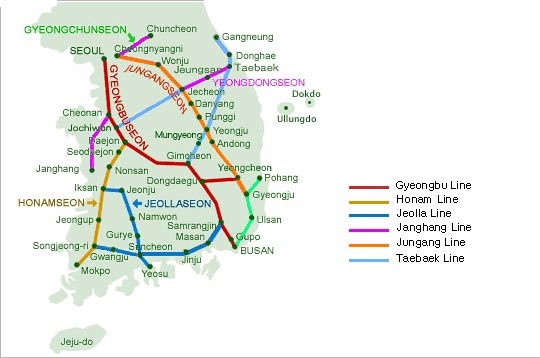 М южная на карте. ЖД карта Южной Кореи. Железные дороги Южной Кореи карта. Корейские железные дороги схема. Карта железных дорог Кореи.