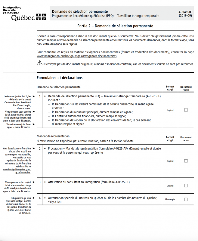 Résidence permanente le programme de l'expérience québécoise
