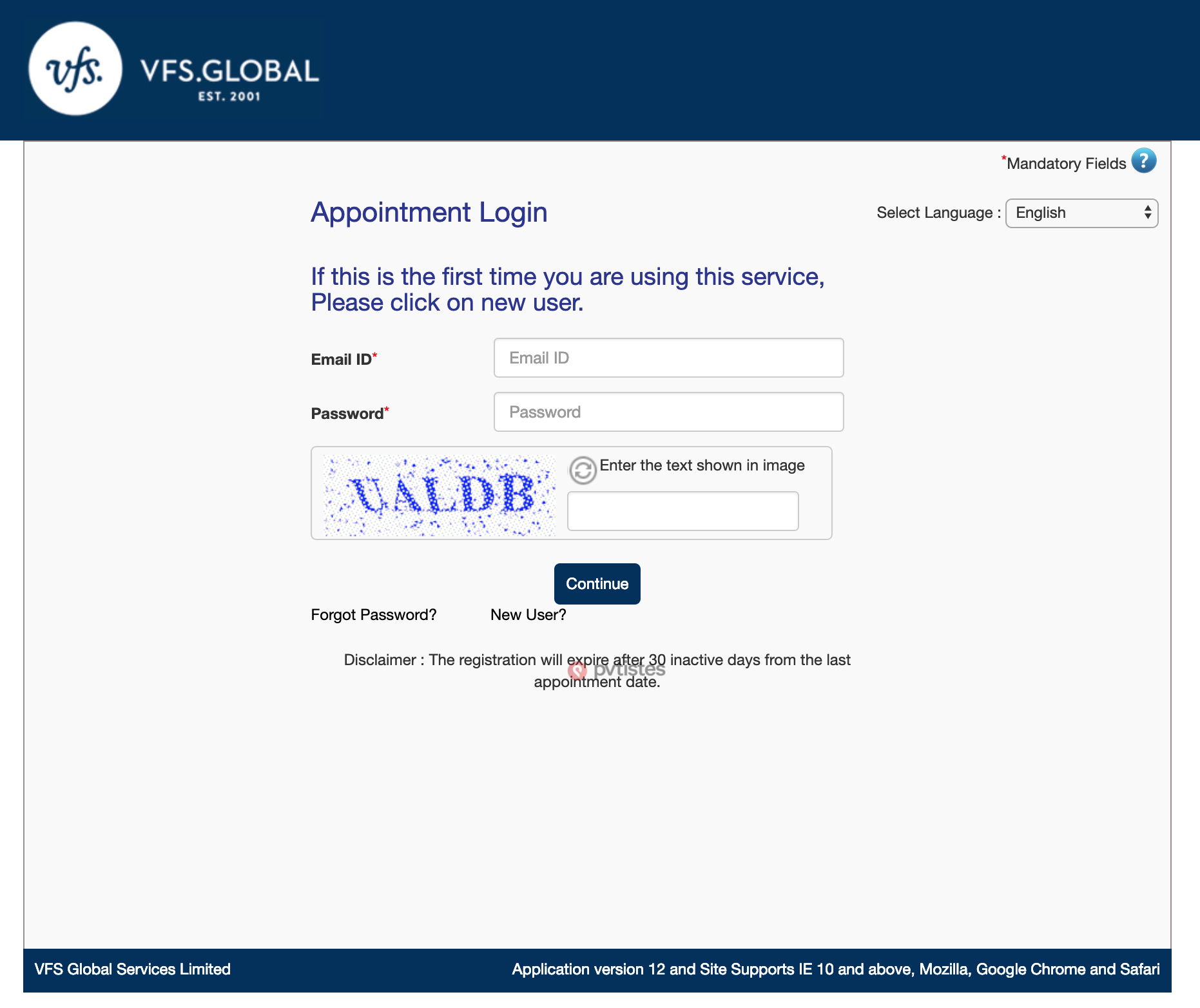 vfs france undertaking form