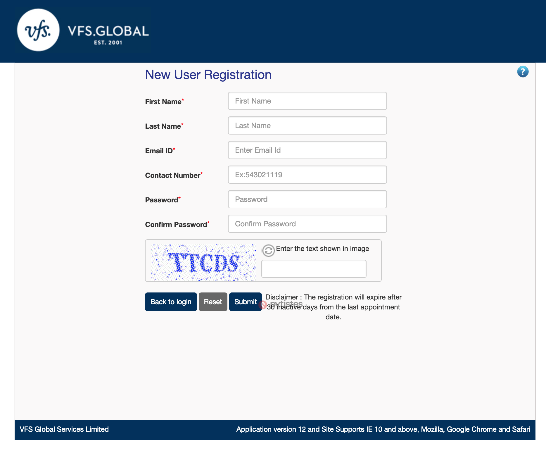 Vfs global account