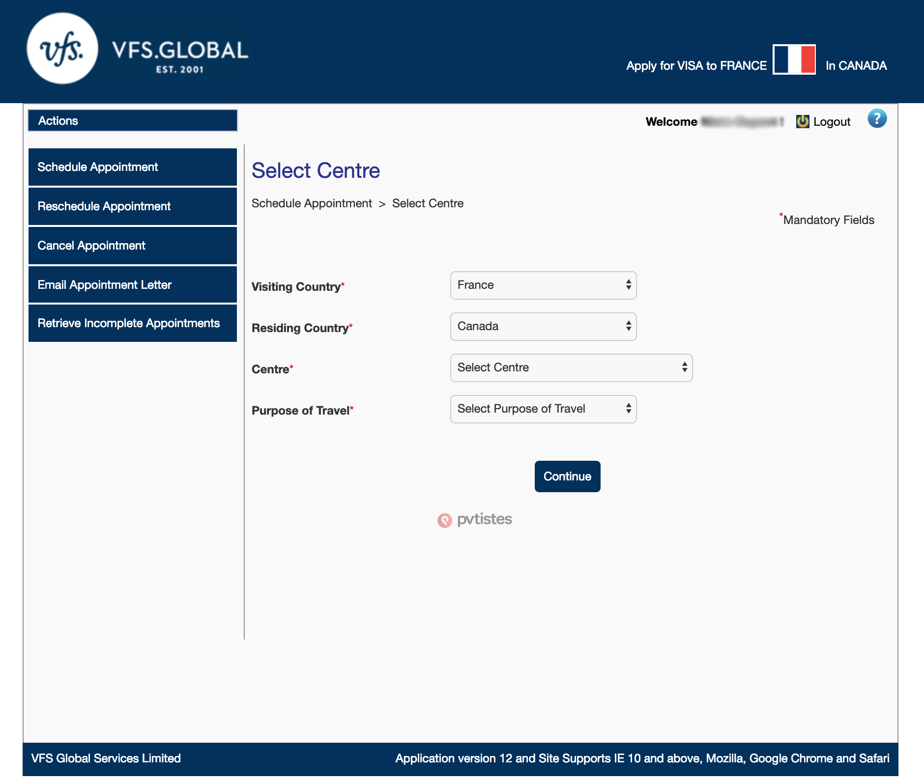 France Canada Visa Vfs