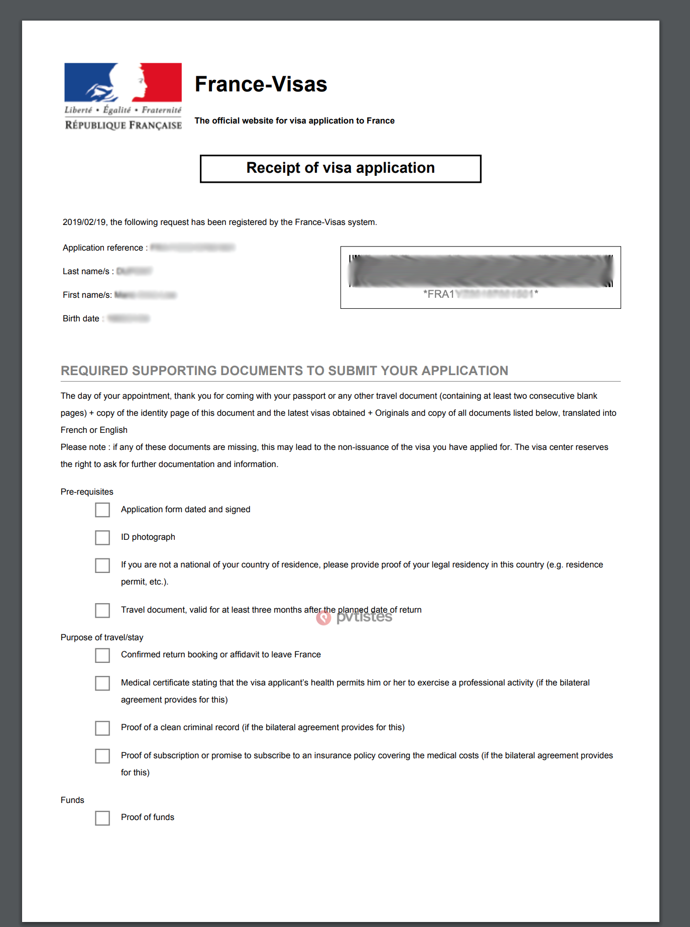 vfs france undertaking form