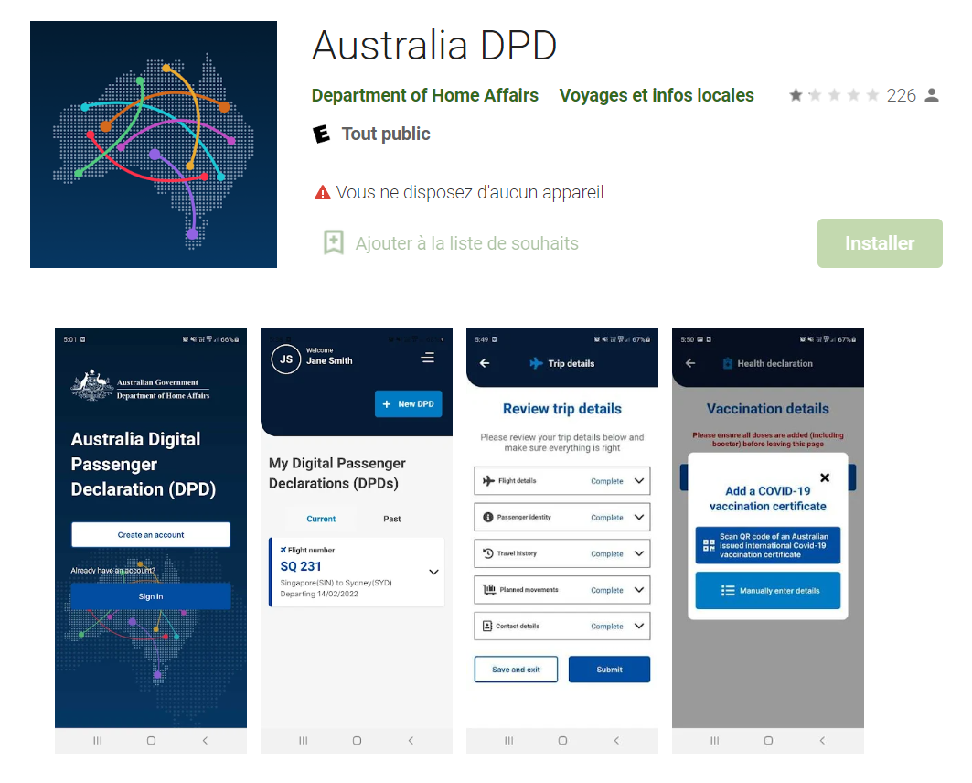 Digital Passenger Declaration (Australie): tutoriel pour la demande en ligne