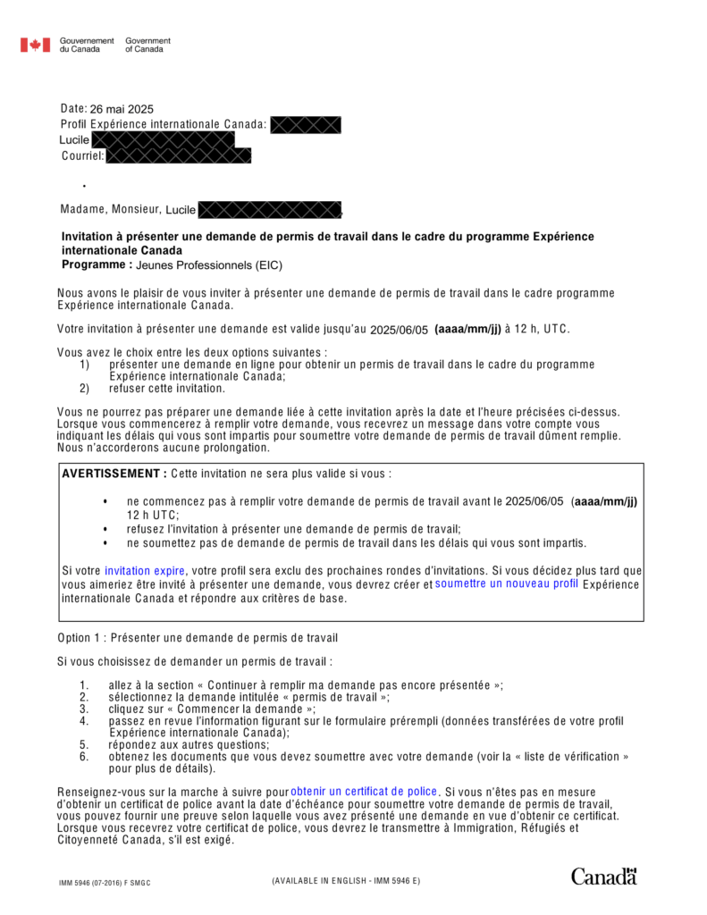 Lettre d'invitation à présenter sa demande pour EIC.