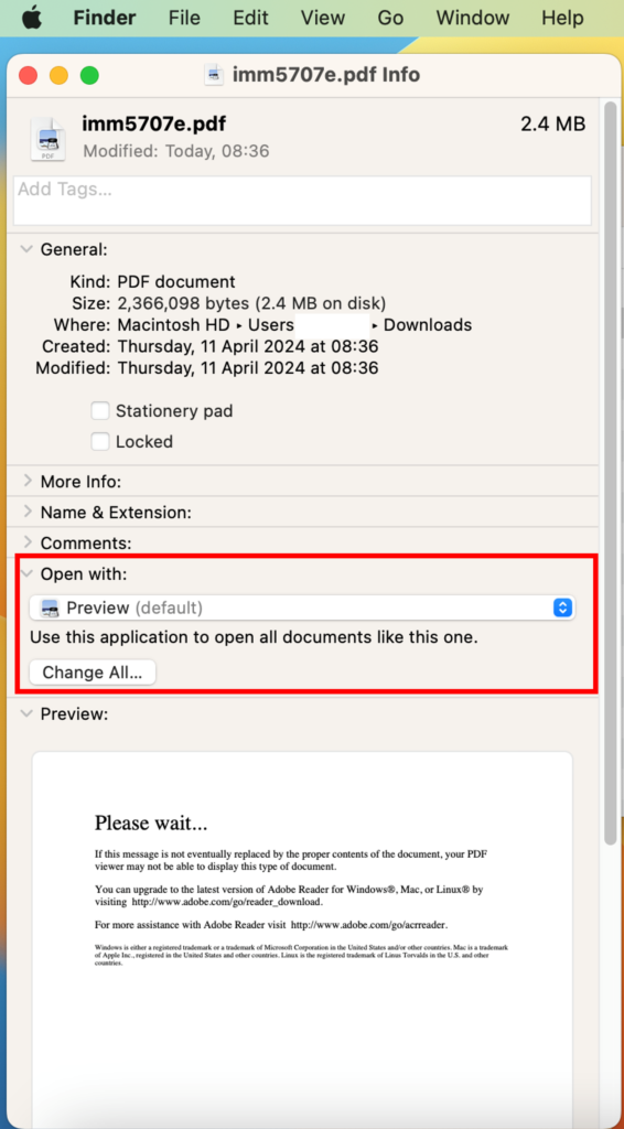 View IMM form on Mac