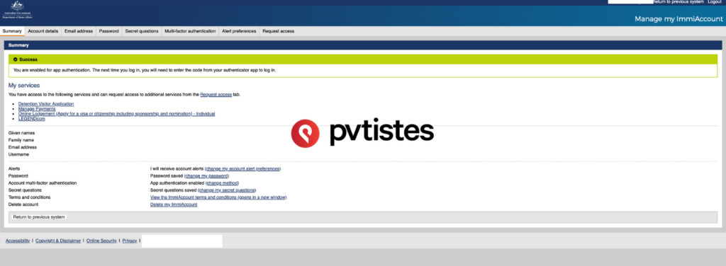 Authentication - ImmiAccount Visa