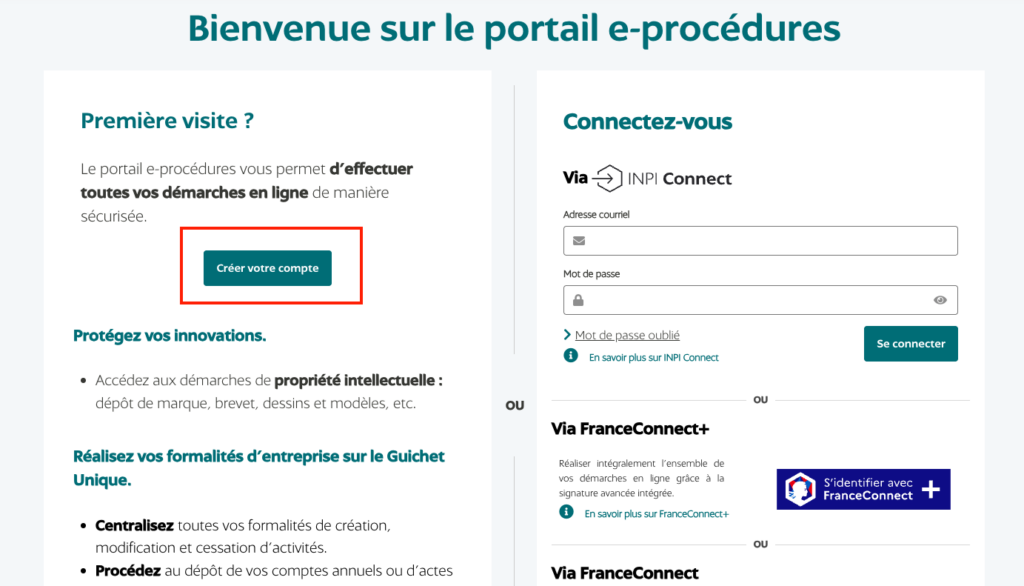create account guichet unique