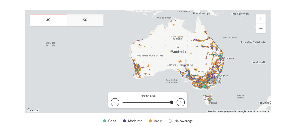 Vodafone mobile couverture Australie